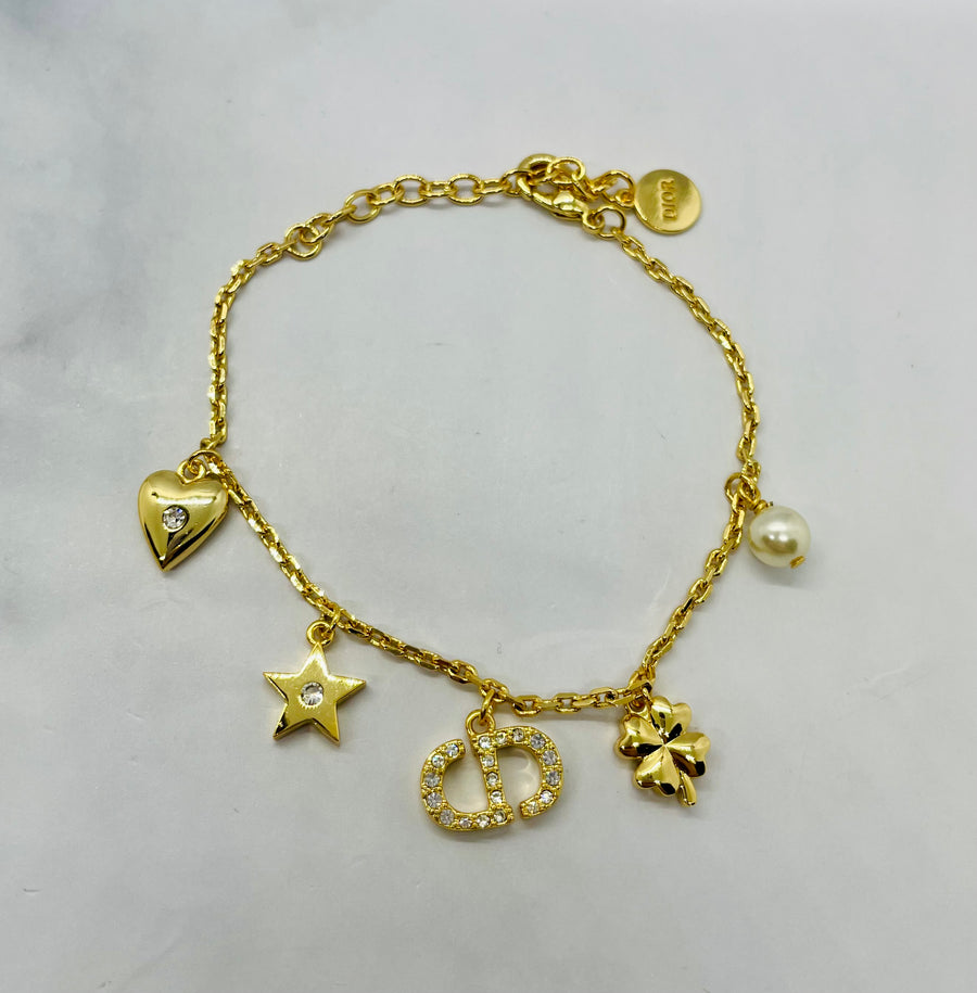CHRISTIAN DIOR CD Chain Charms Bracelet - Pre owned