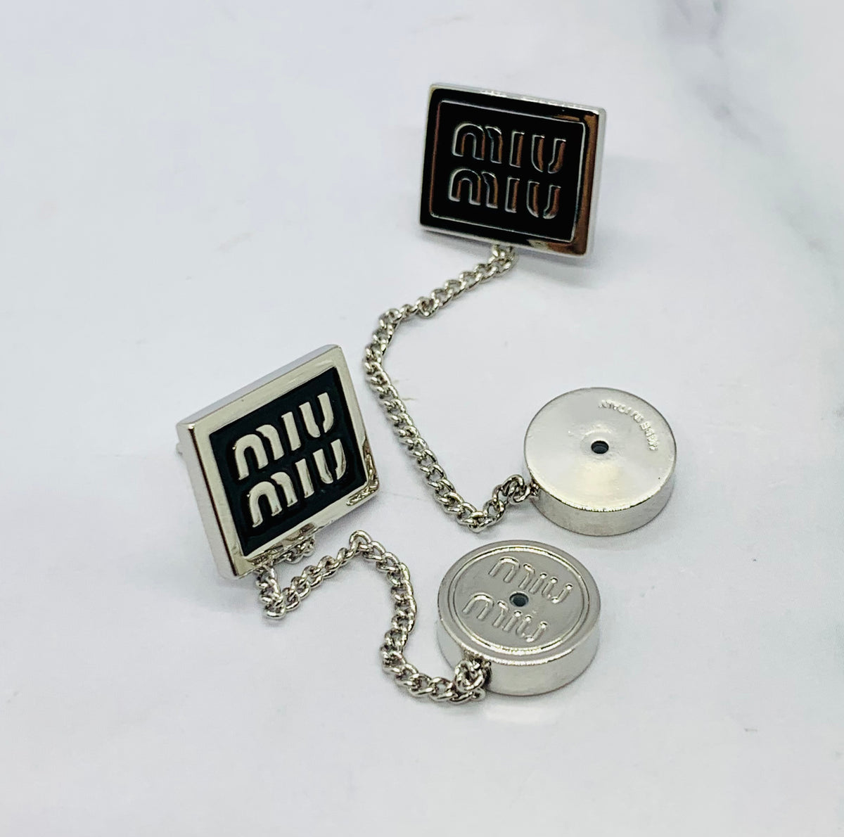 MIU MIU Black Chain Earrings - pre owned
