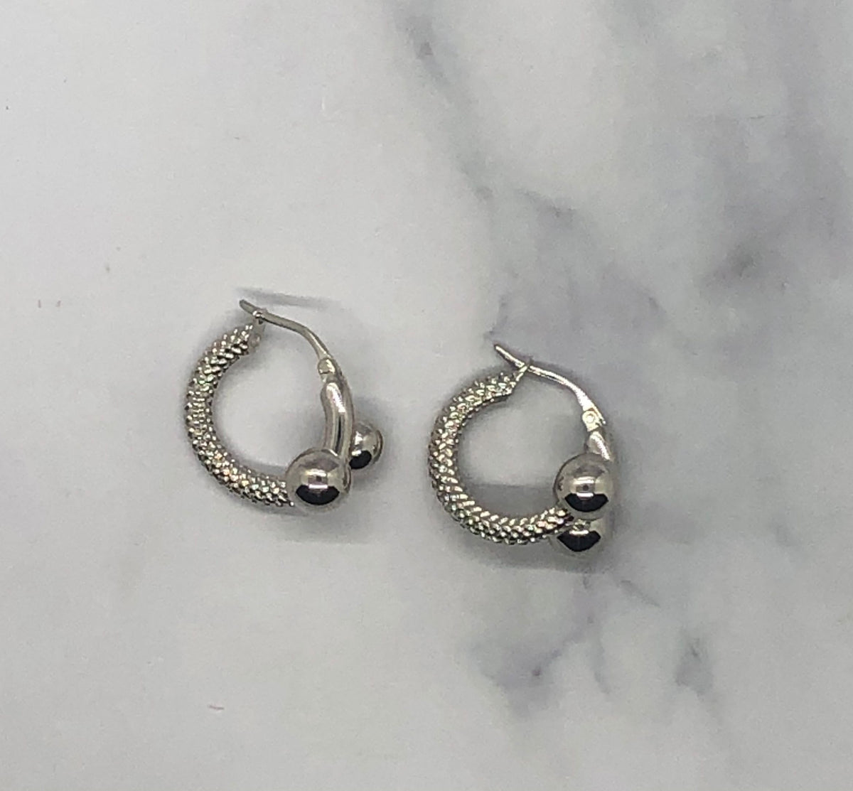 BOTTEGA VENETA Silver Tone Hoop Earrings - Pre owned