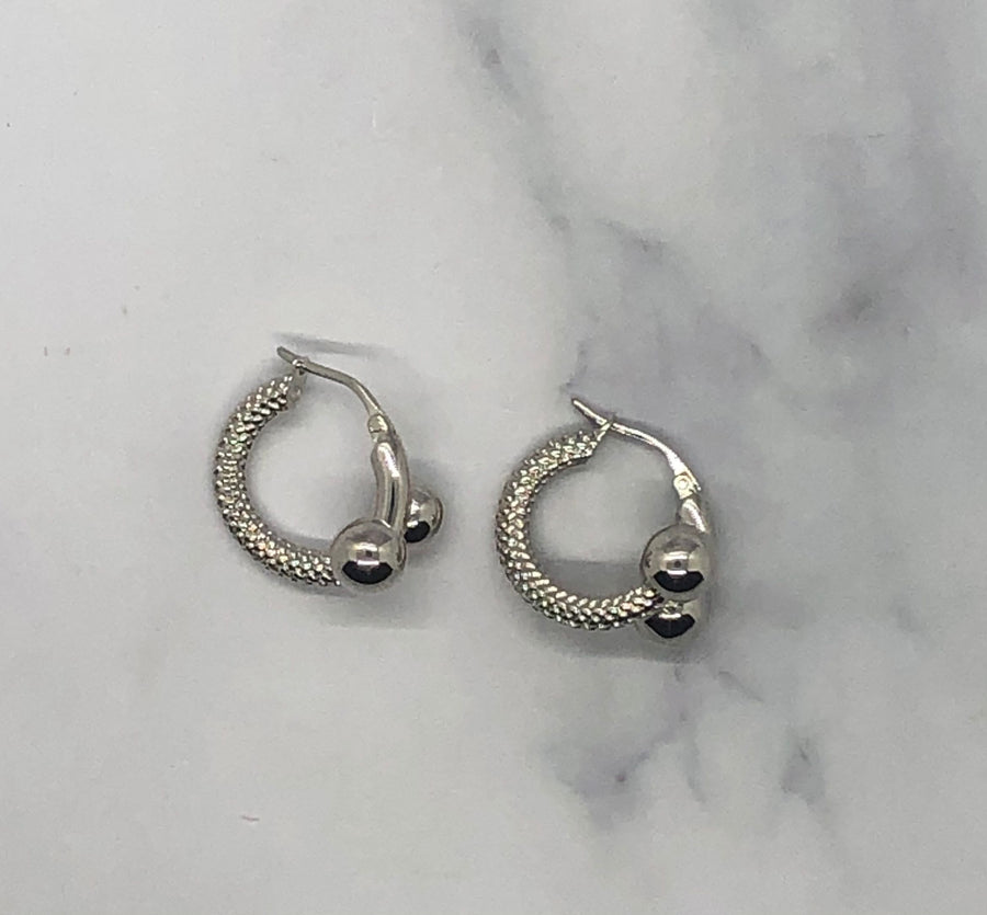 BOTTEGA VENETA Silver Tone Hoop Earrings - Pre owned