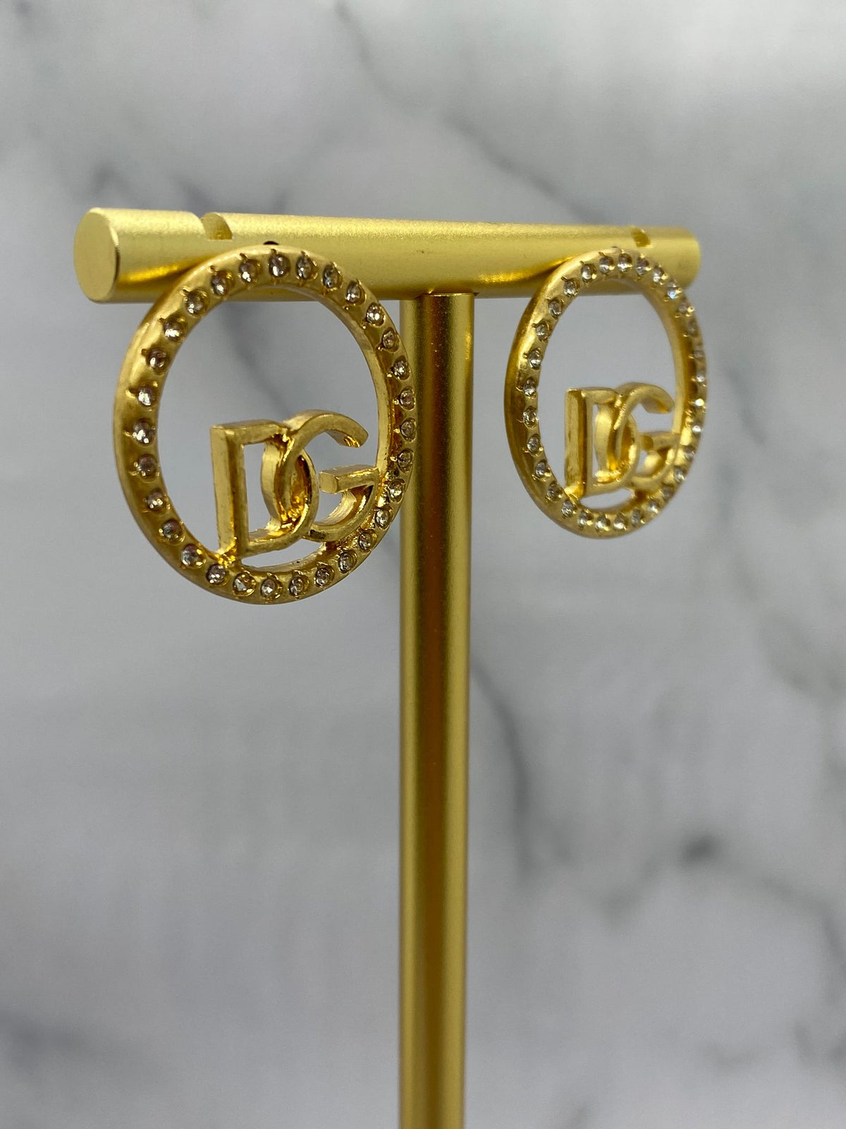 DOLCE & GABBANA Gold Tone Rhinestone Earrings - Pre owned