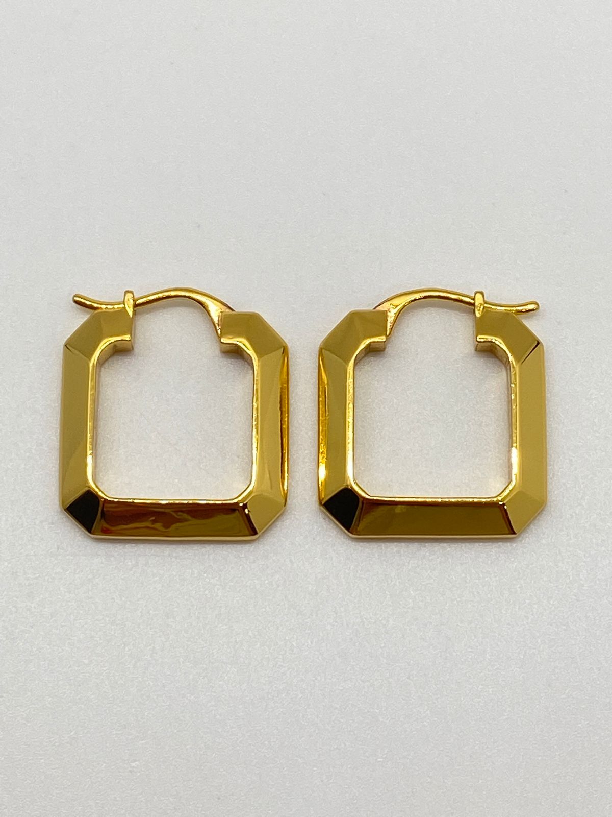 CELINE Gold Tone Square Hoop Earrings - Pre owned