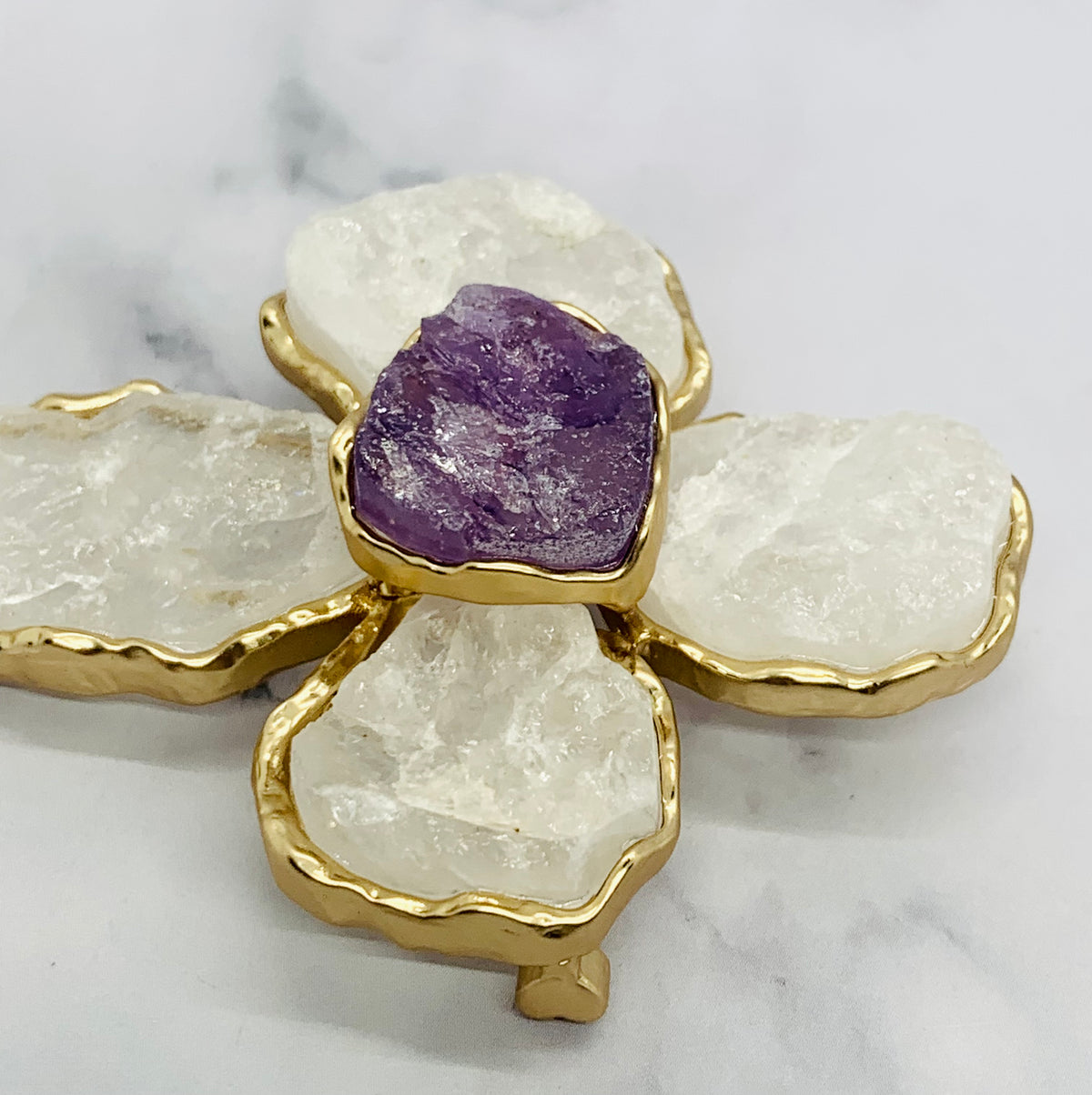 YSL YVES SAINT LAURENT Cabochon Crystal Brooch Pin - Pre owned