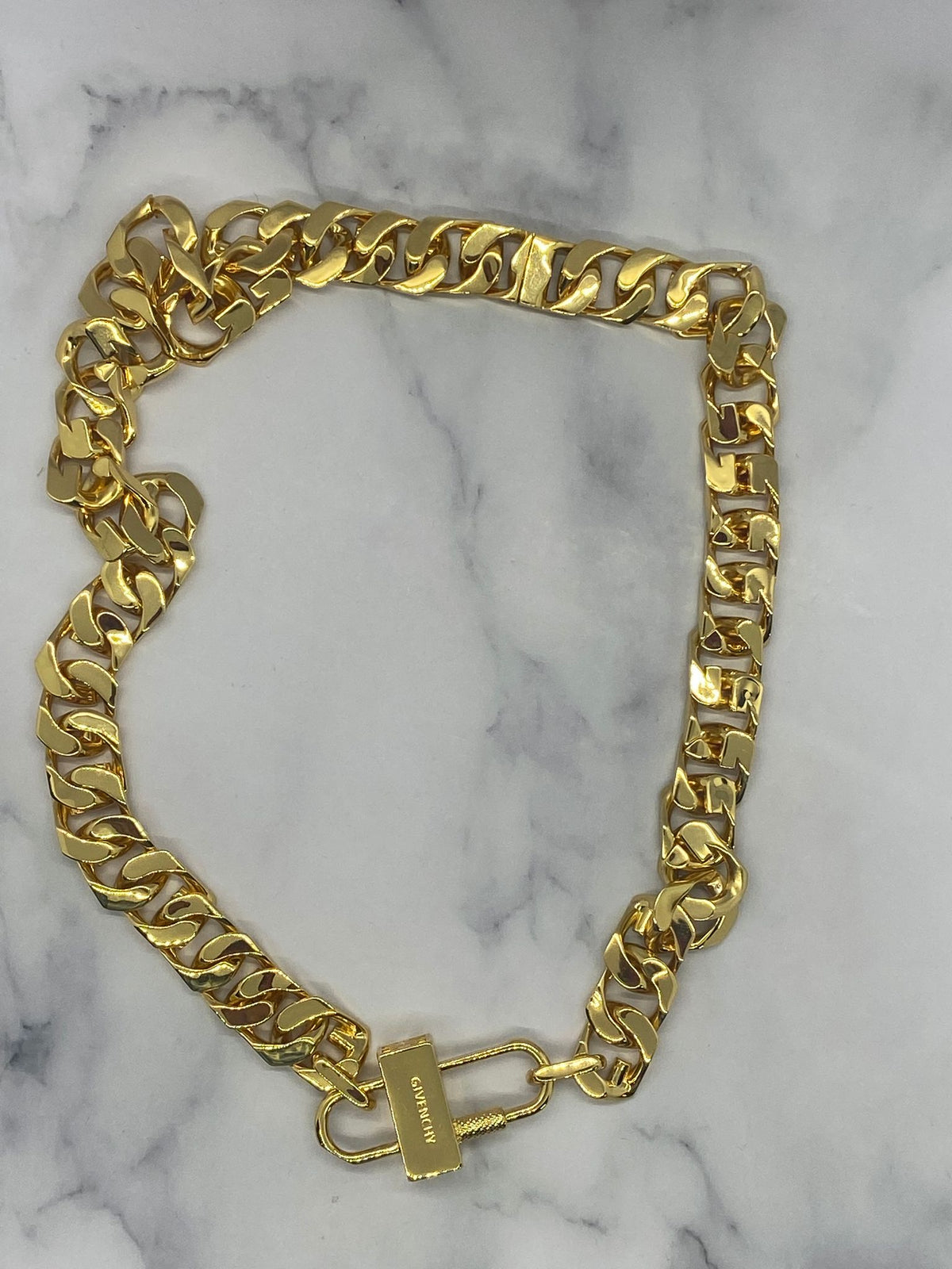 GIVENCHY Gold Tone Lock Chain Necklace - Pre owned