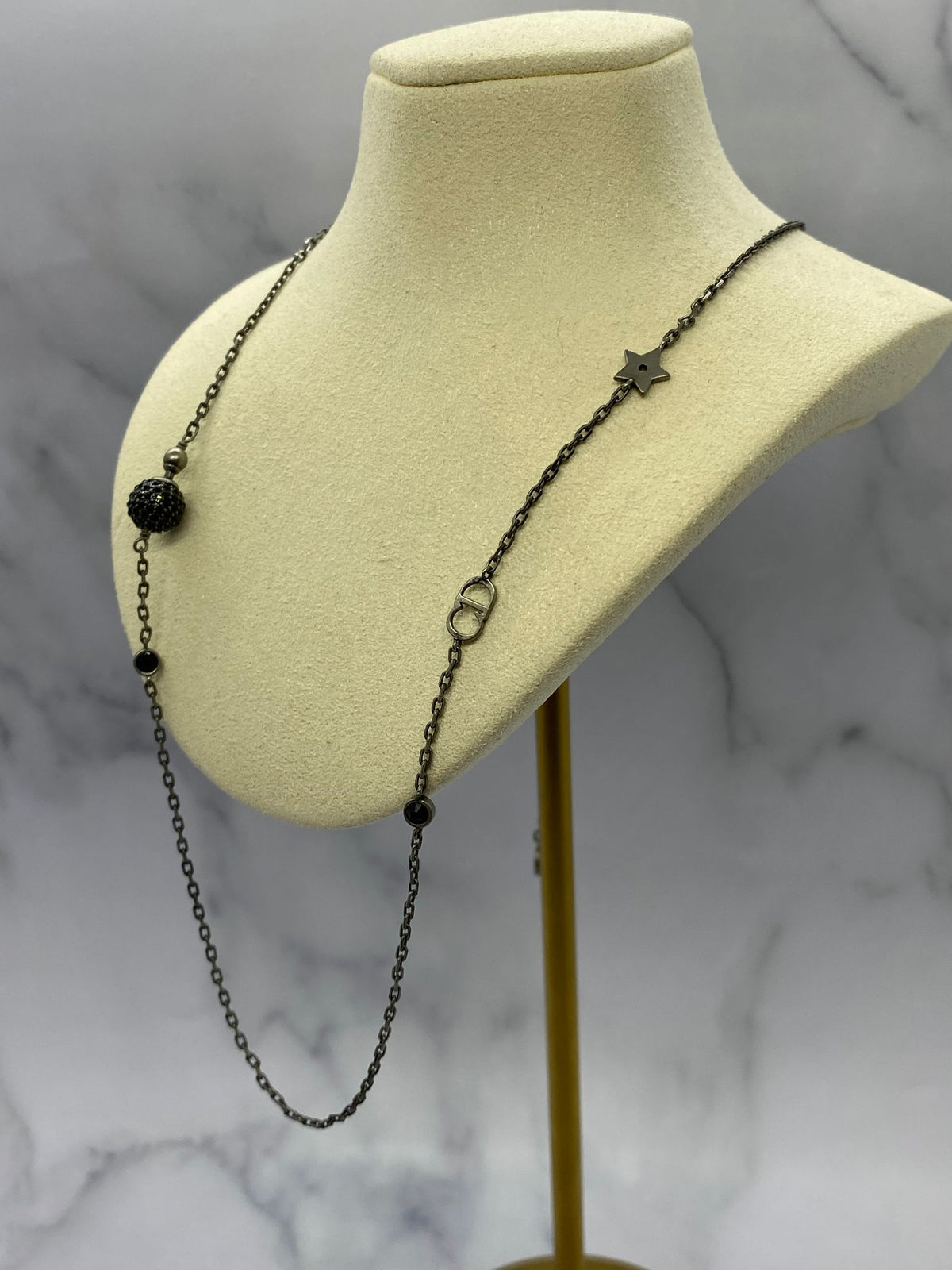 CHRISTIAN DIOR CD Black Chain Necklace - Pre owned