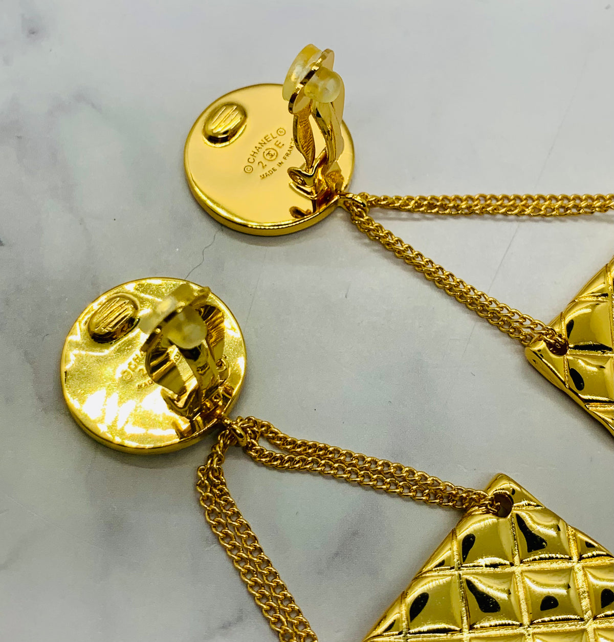 CHANEL CC Vintage Handbag Earrings - USED