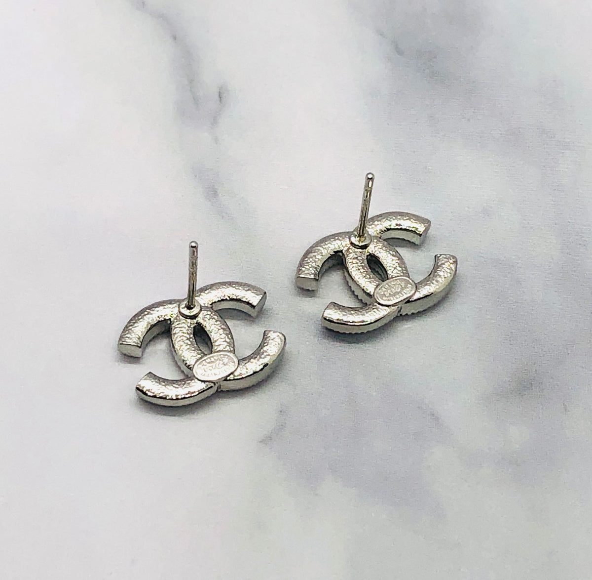 CHANEL CC Light Gold Rhinestone Earrings - USED