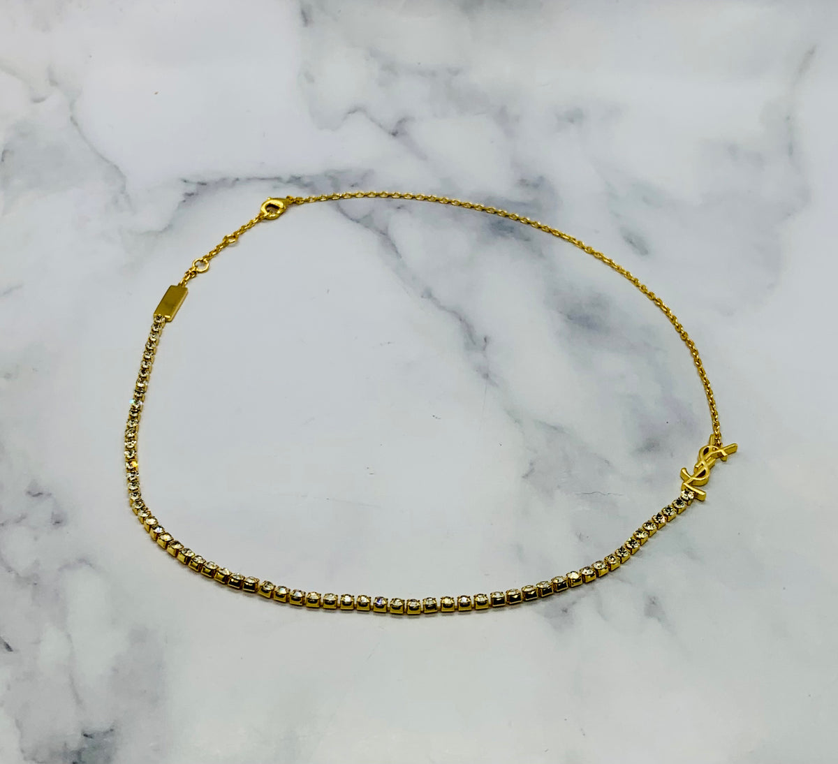 YSL YVES SAINT LAURENT Rhinestone Necklace - Pre owned