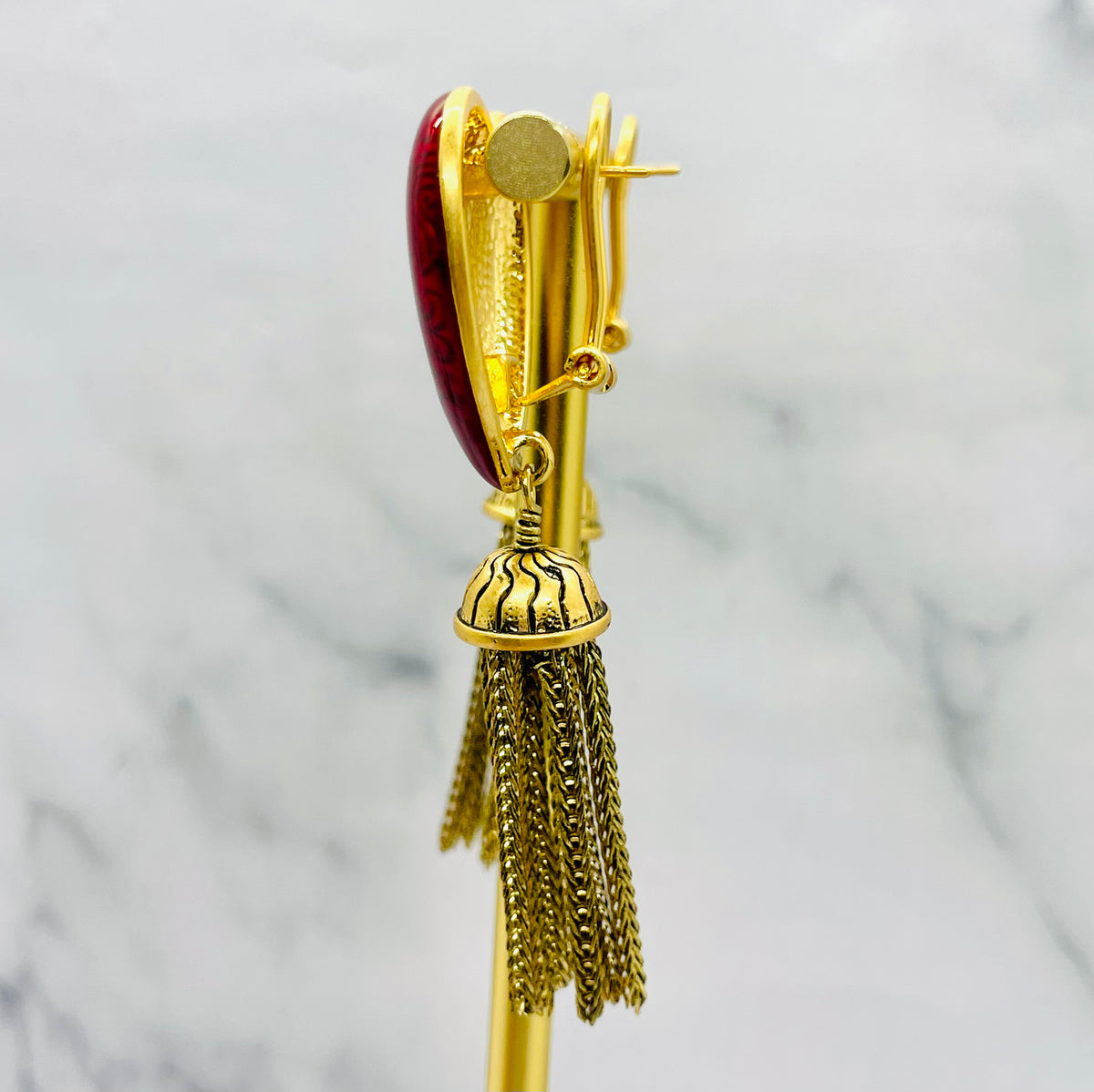 YSL YVES SAINT LAURENT Vintage Heart Tassel Earrings - Pre owned