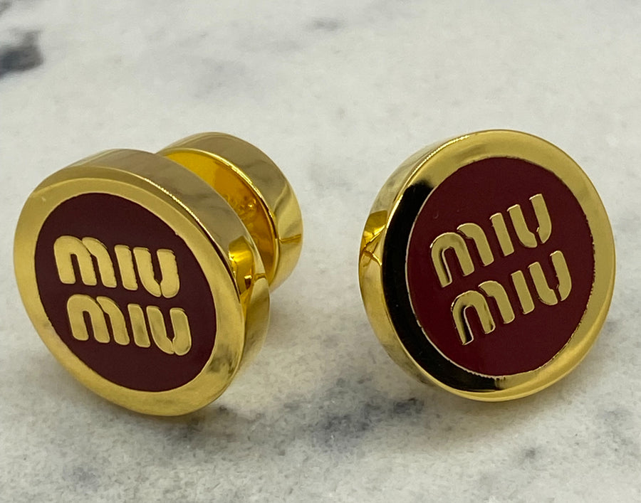 MIU MIU Maroon Stud Earrings - Pre owned