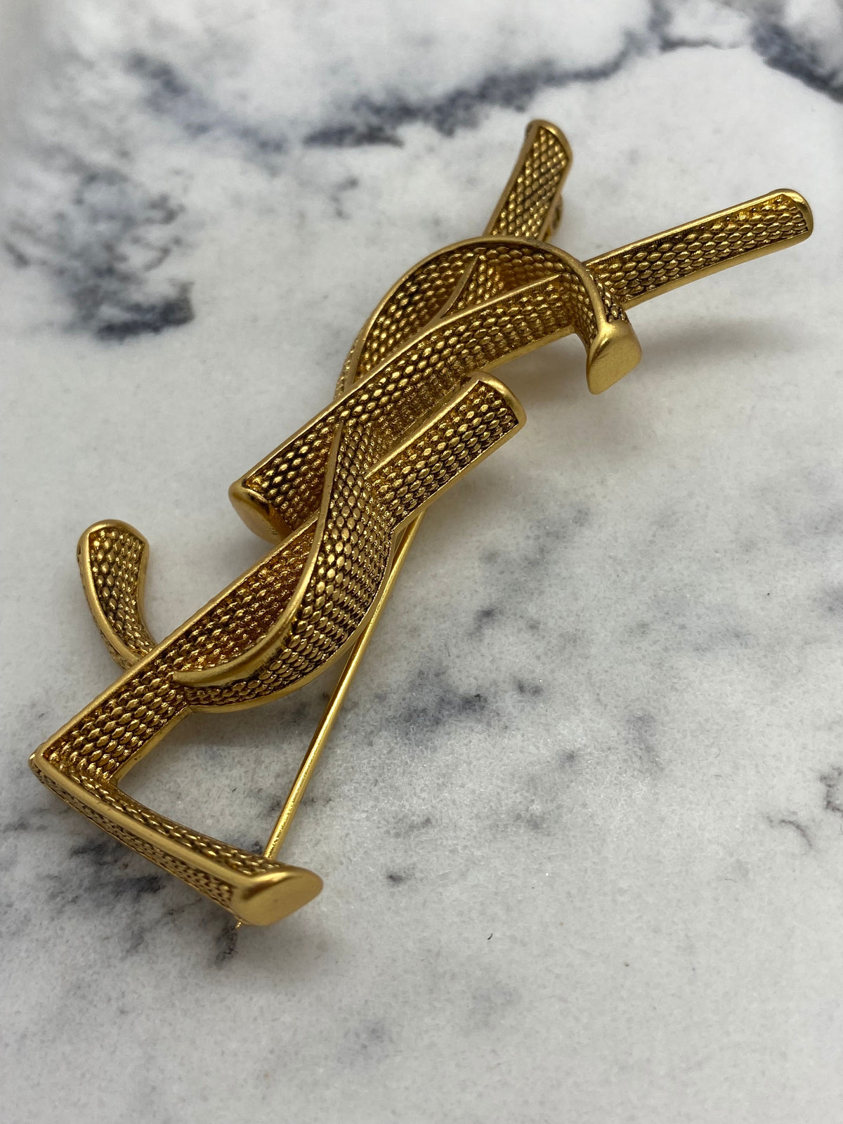 YSL Yves Saint Laurent Gold Tone Brooch Pin - Pre owned