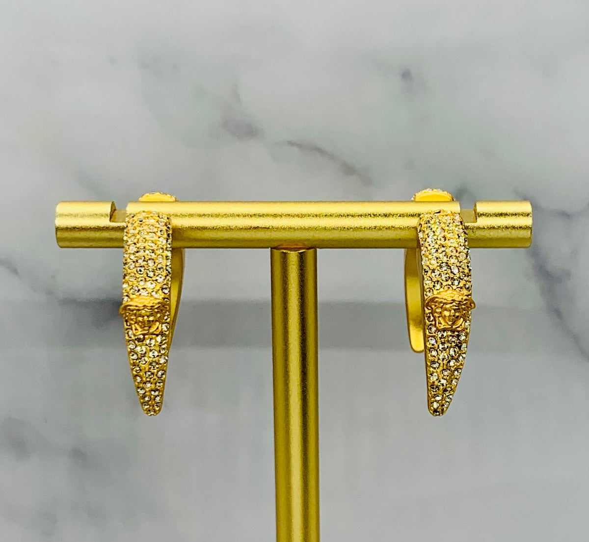 VERSACE Rhinestone Horn Earrings - Pre owned