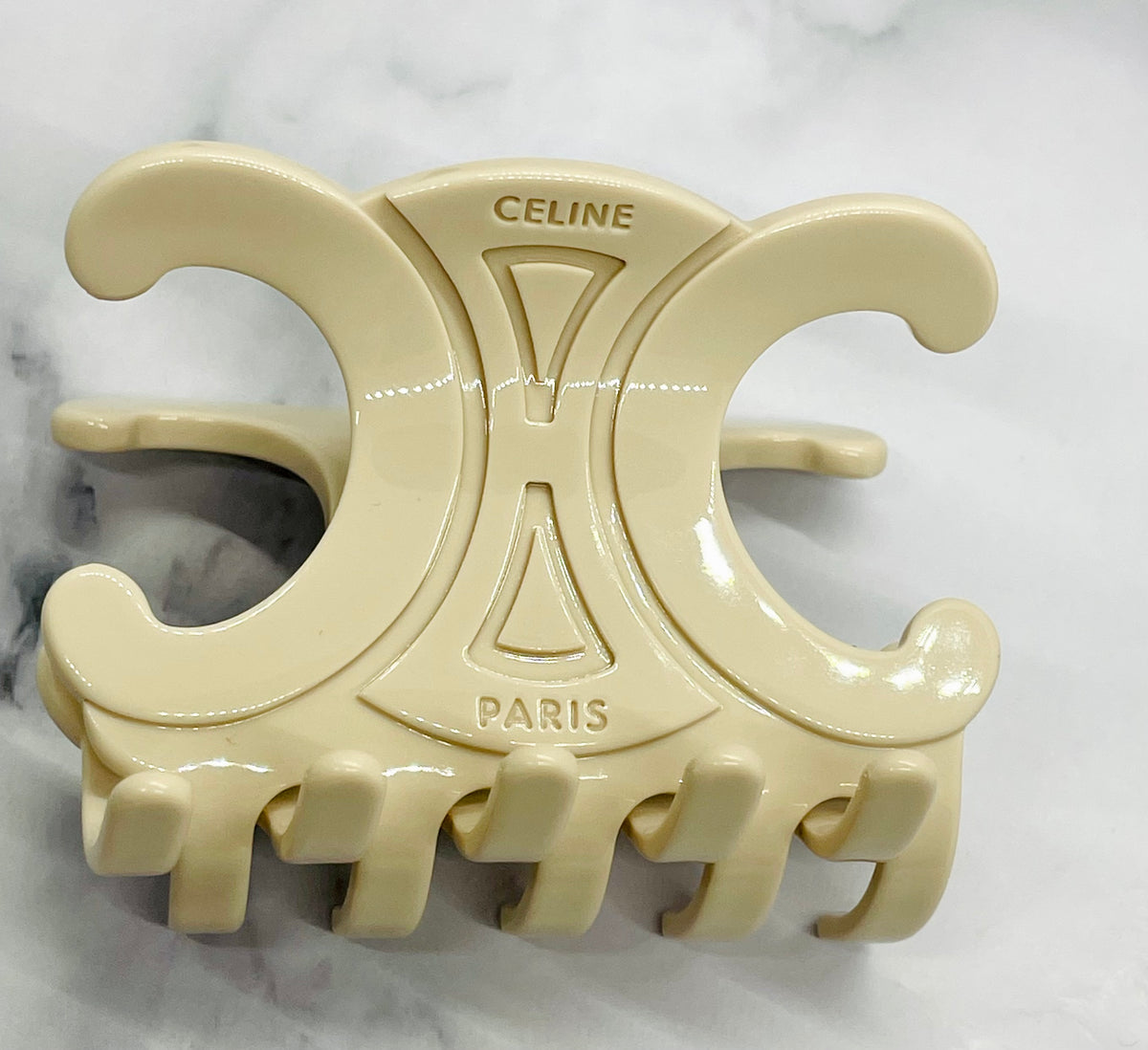 CELINE Cream Monogram Hair Clip - Pre owned
