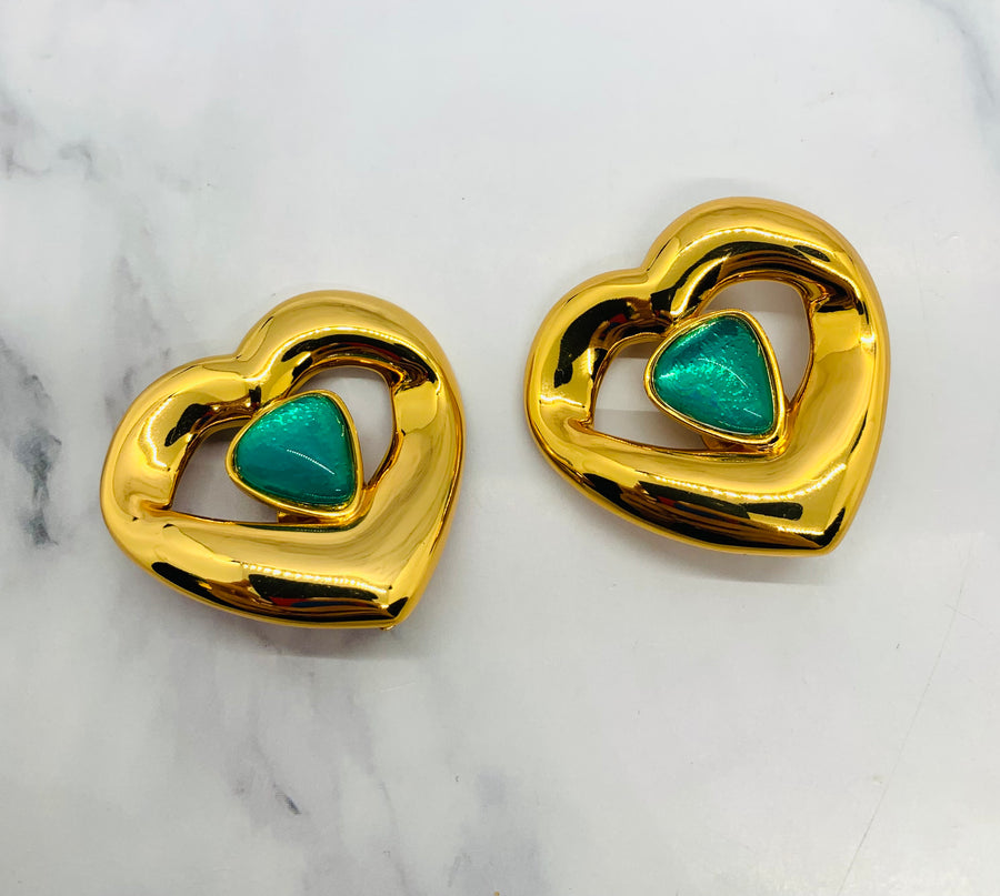 YSL YVES SAINT LAURENT Heart Clip On Earrings - Pre owned