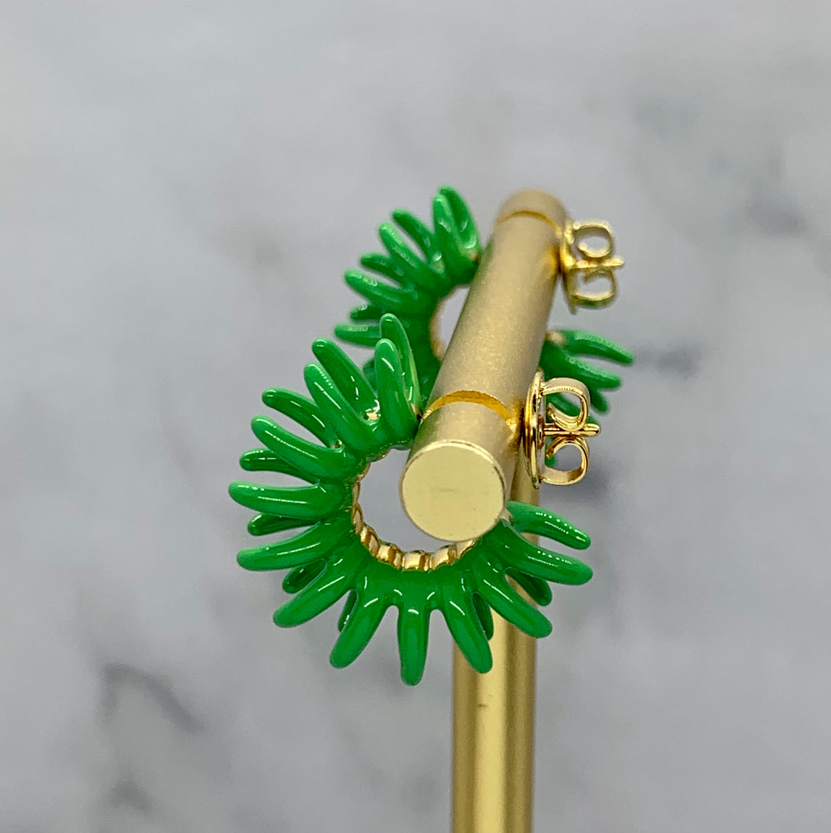 BOTTEGA VENETA 2023 Green Enamel Earrings - Pre owned