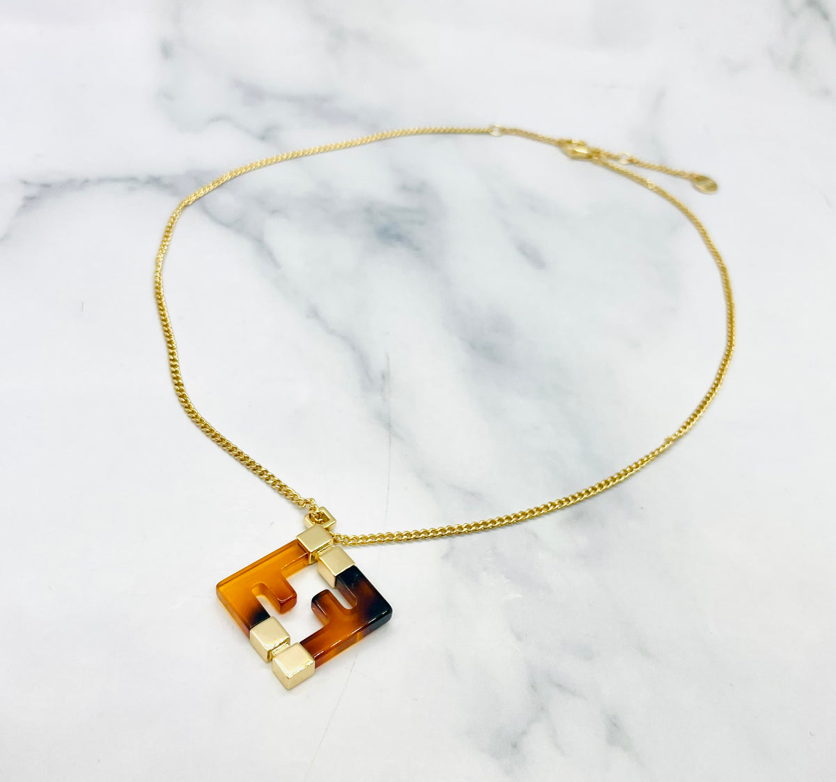 FENDI FF Tortoise Monogram Necklace - Pre owned