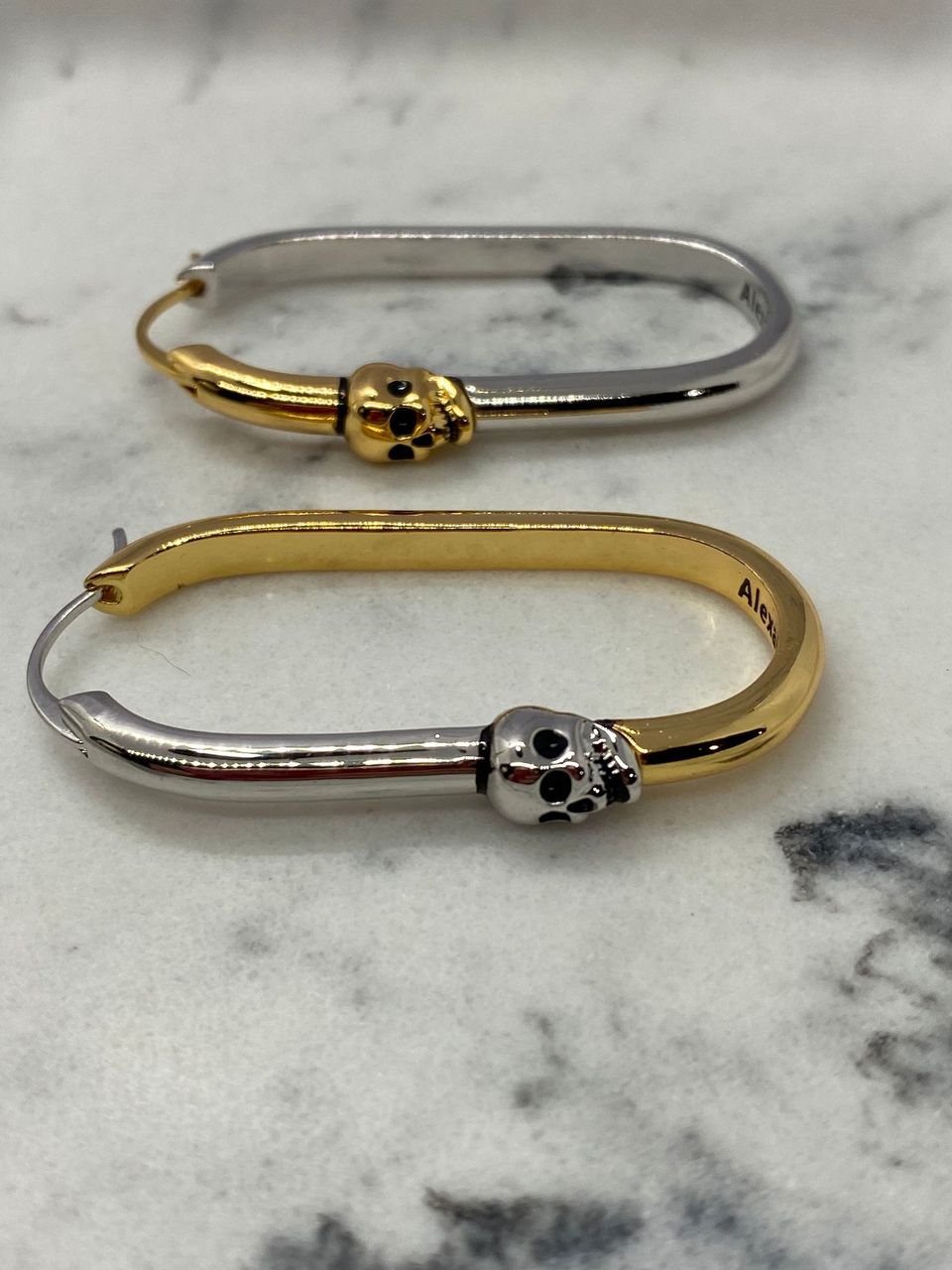 ALEXANDER McQUEEN Gold & Silver Skull Hoop Earrings - Pre owned
