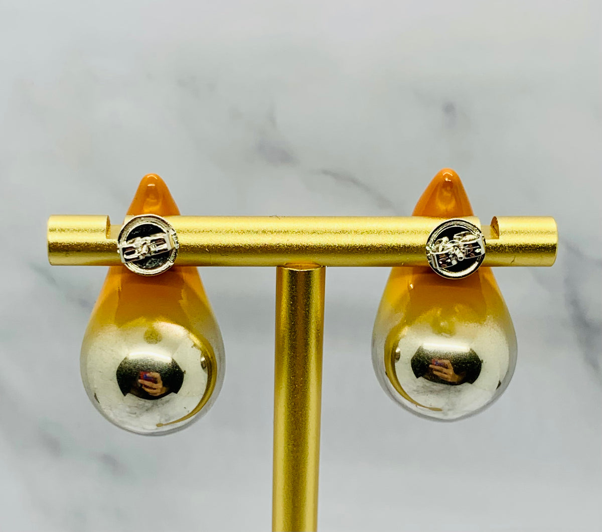 BOTTEGA VENETA Mustard Silver Ombre Drop Earrings - Pre owned