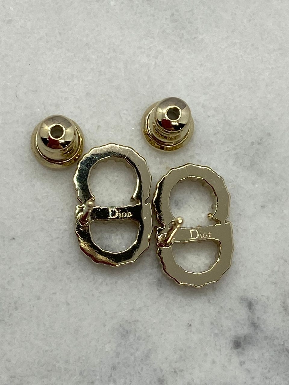 CHRISTIAN DIOR CD Rhinestone Small Earrings - Pre owned