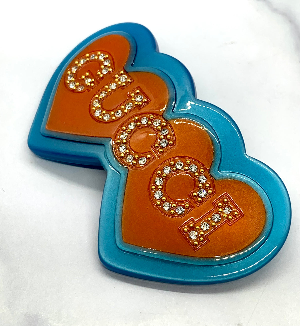 GUCCI Hearts Rhinestone Hair Clip Barrette - Pre owned