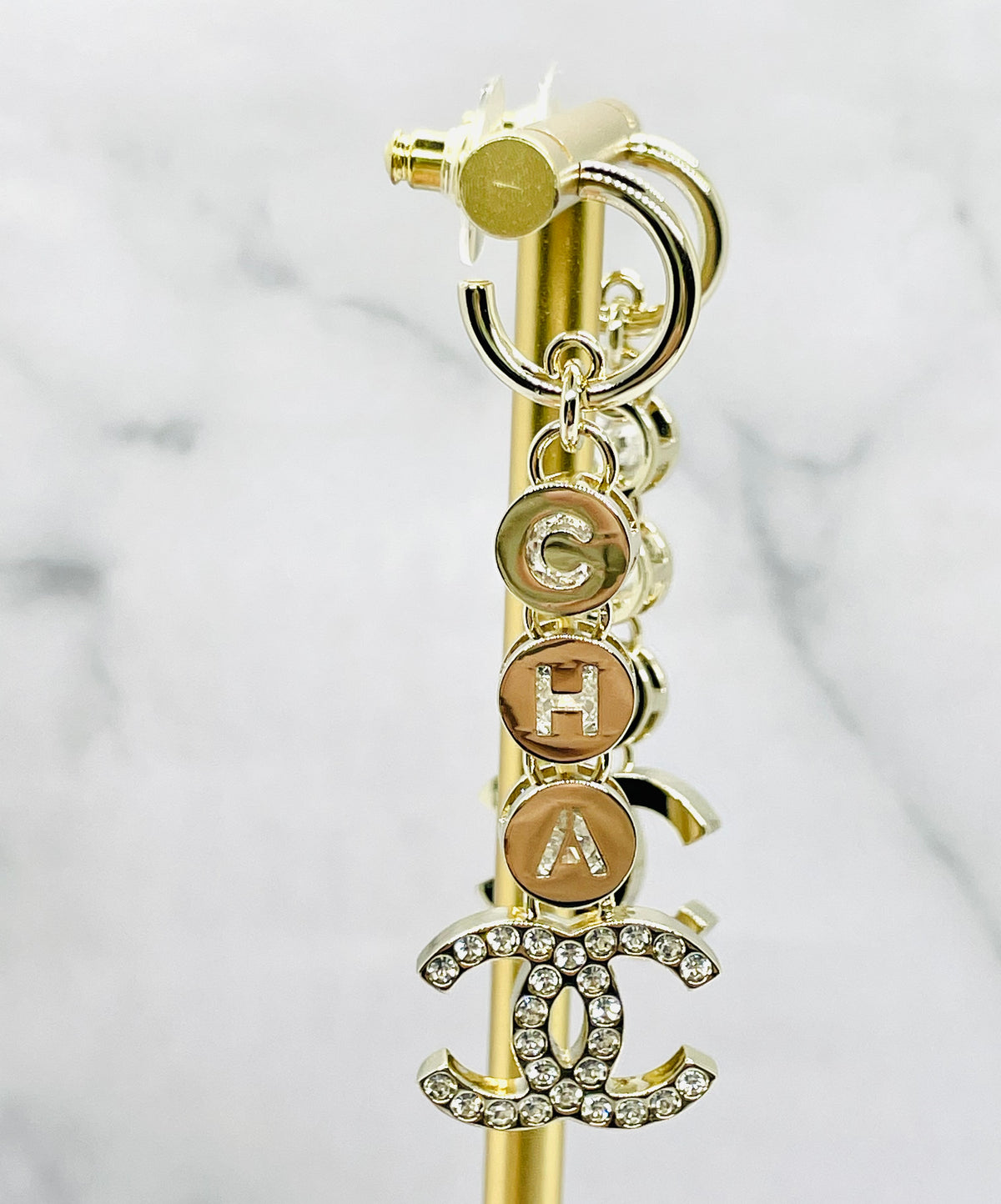 CHANEL CC Rhinestone Pendant Earrings - Pre owned