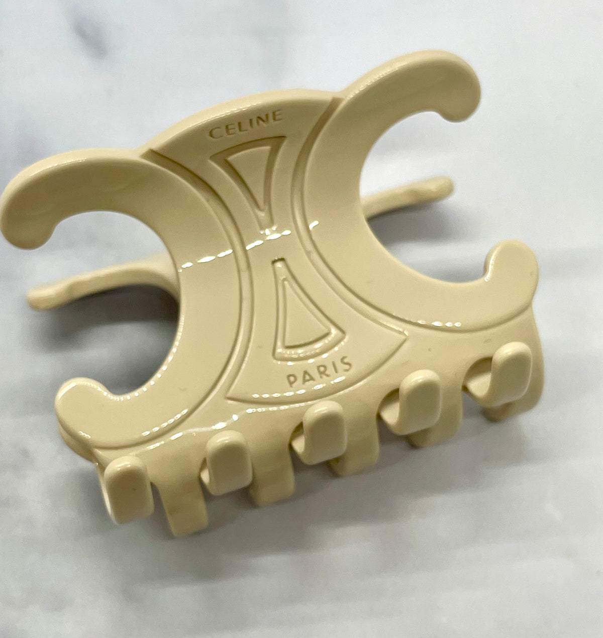 CELINE Beige Monogram Hair Clip - Pre owned