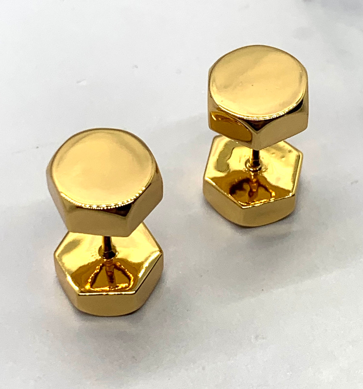 BALENCIAGA Gold Tone Bolt Screw Earrings - Pre owned