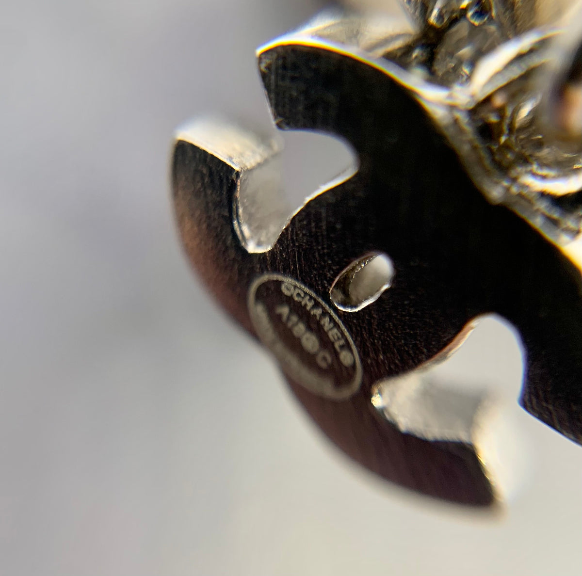 CHANEL CC Rhinestone Bow Ring Size 7 - USED