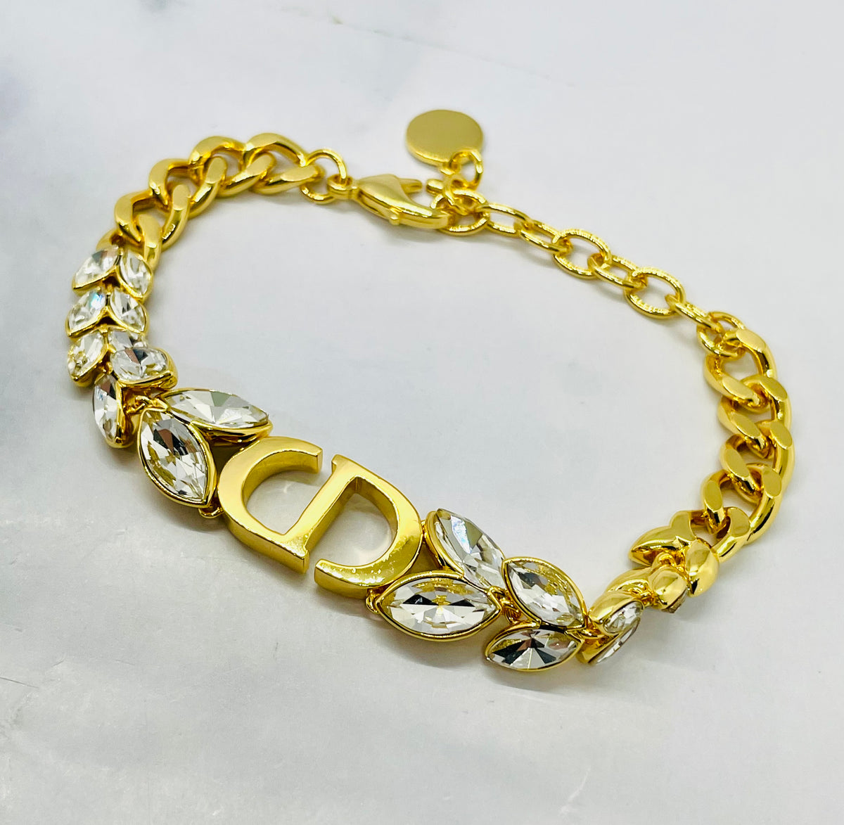 CHRISTIAN DIOR CD Rhinestone Bracelet - Pre owned