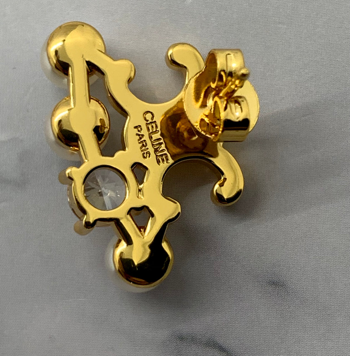 CELINE Pearl Monogram Logo Earrings - Pre owned