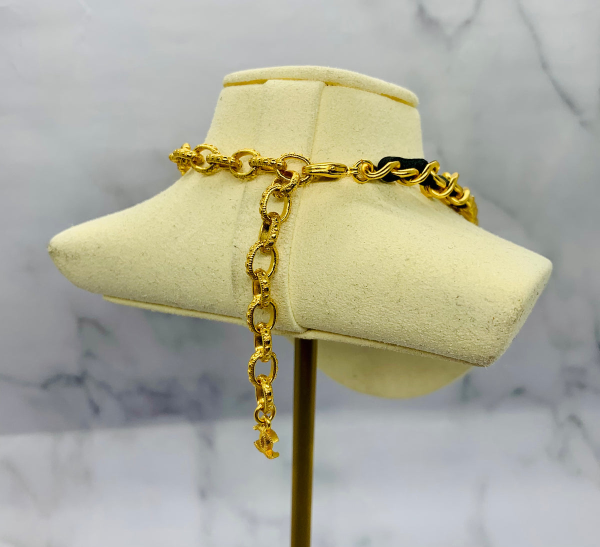 CHANEL CC Leather Trim Necklace - USED