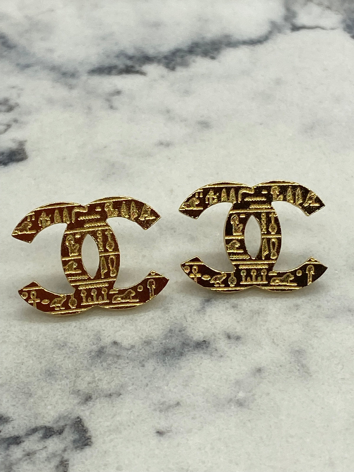 CHANEL CC Hieroglyphics Earrings - USED