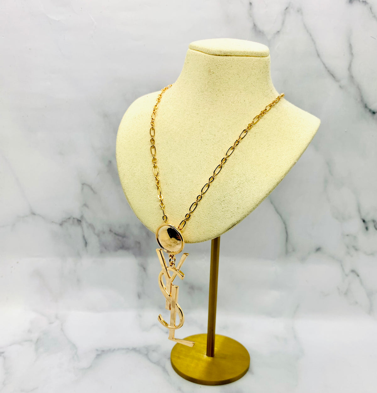 YSL YVES SAINT LAURENT Vintage Monogram Necklace- USED