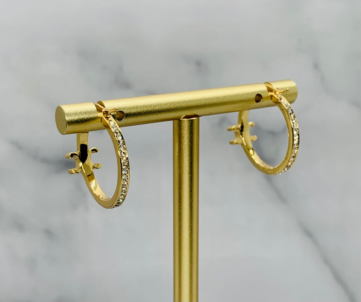 CELINE Rhinestone Hoop Earrings - Pre owned
