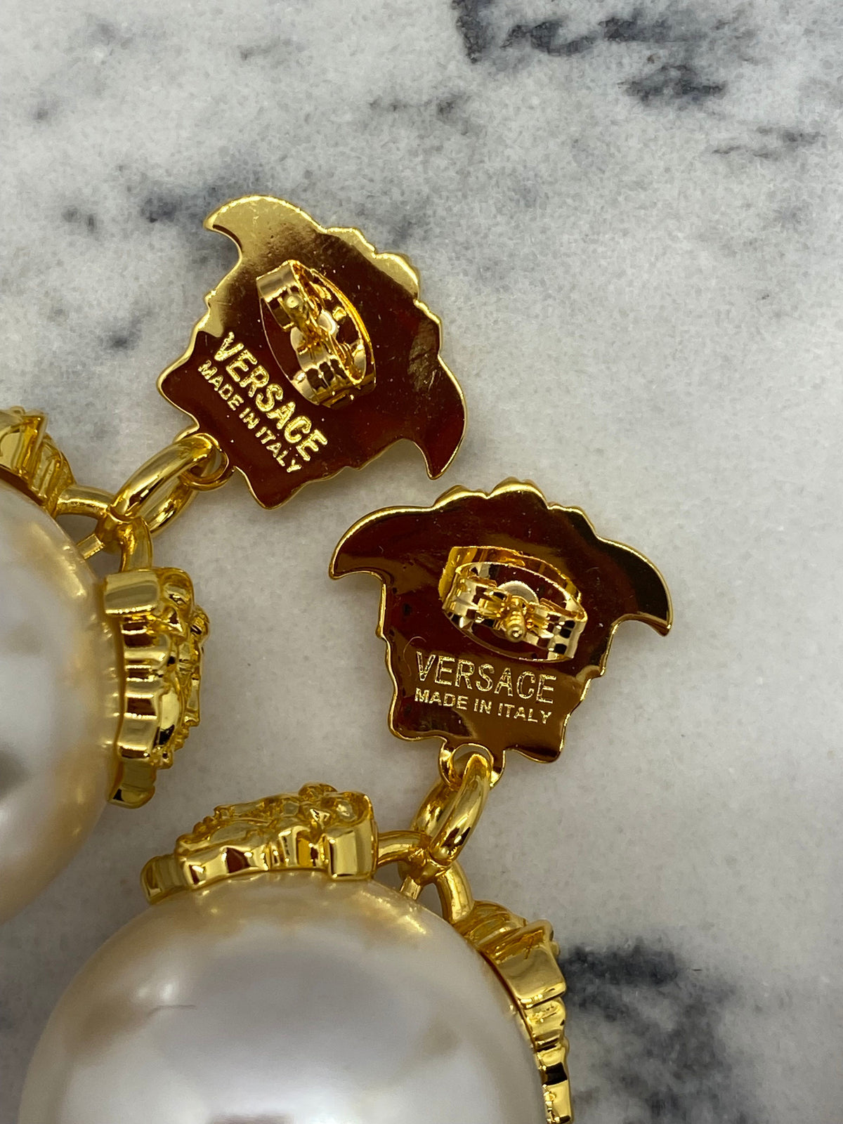 VERSACE Medusa Pearl Pendant Earrings - Pre owned