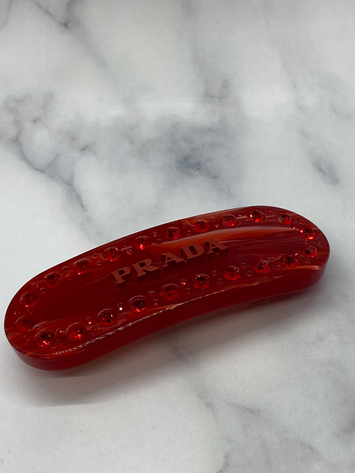 PRADA Ruby Rhinestone Acrylic Hair Clip Barrette - Pre owned