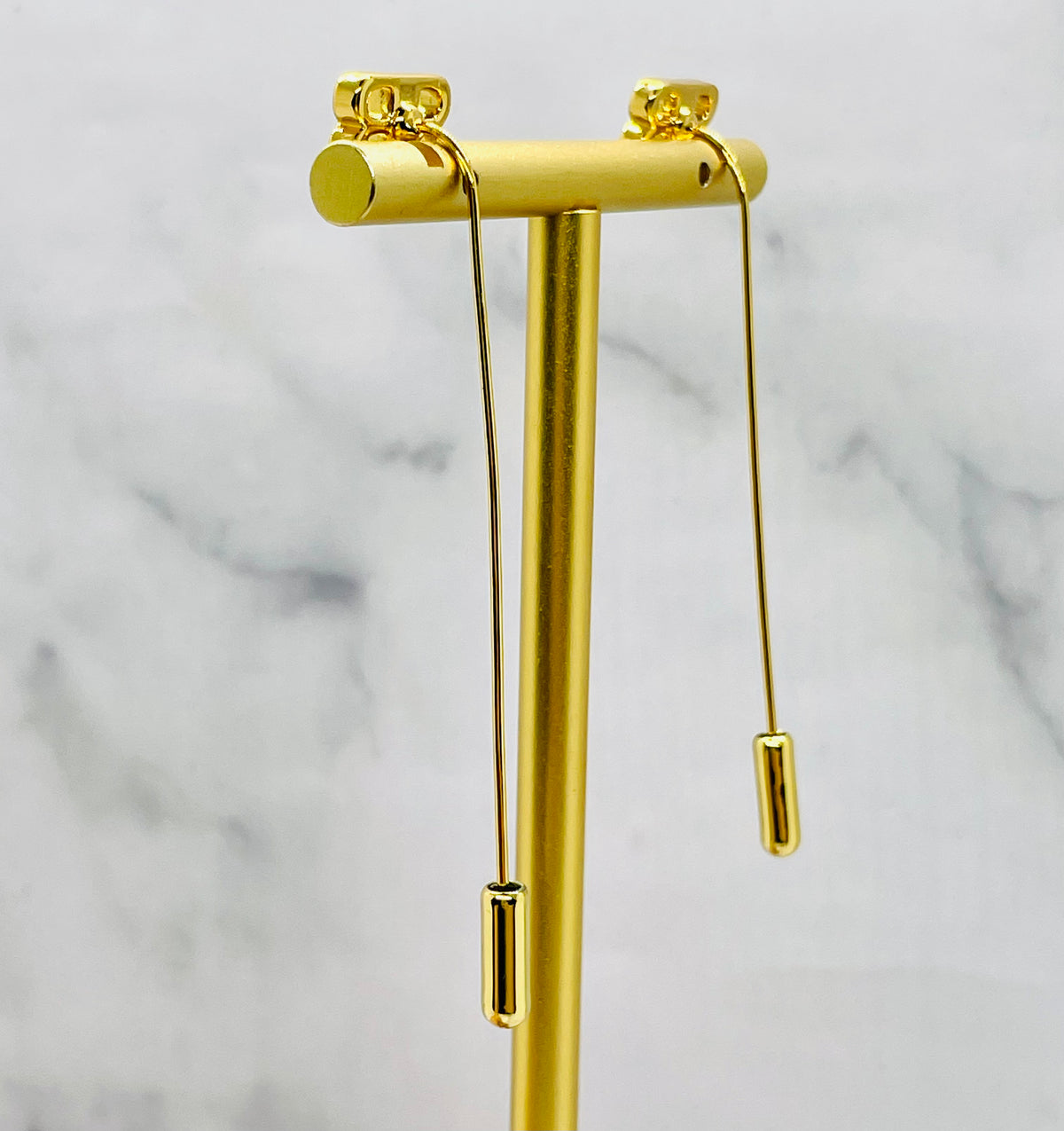 BALENCIAGA BB Gold Tone Pin Earrings - Pre owned