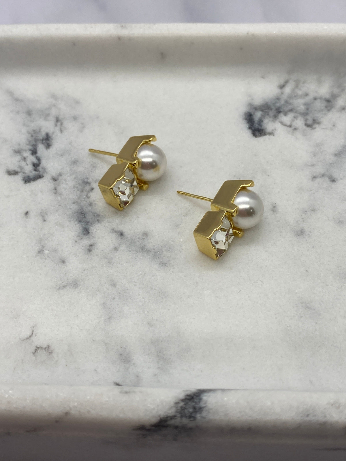 MIU MIU Pearl & Rhinestone Earrings - Pre owned