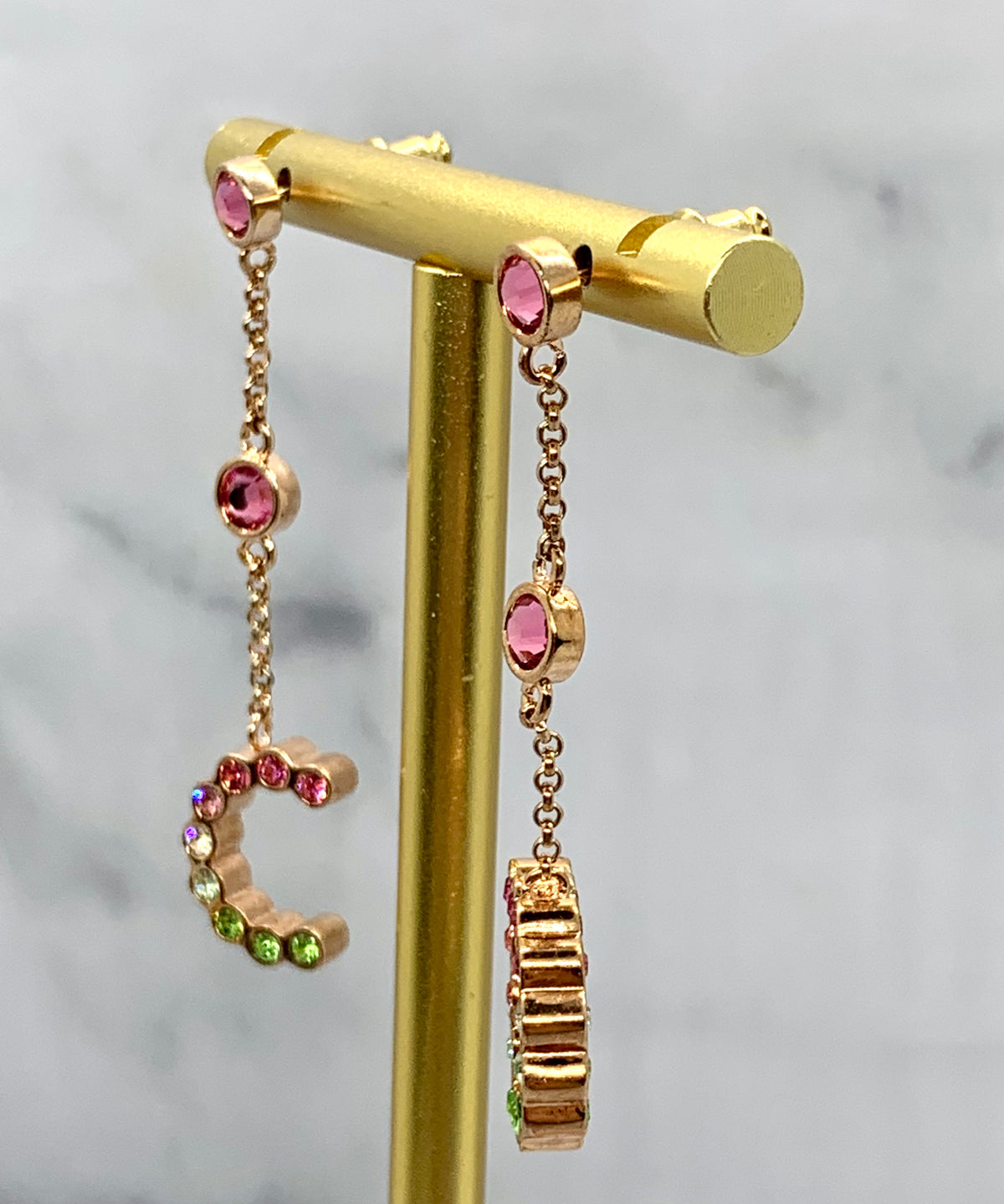 CHRISTIAN DIOR CD Colorful Rhinestone Pendant Earrings - Pre owned