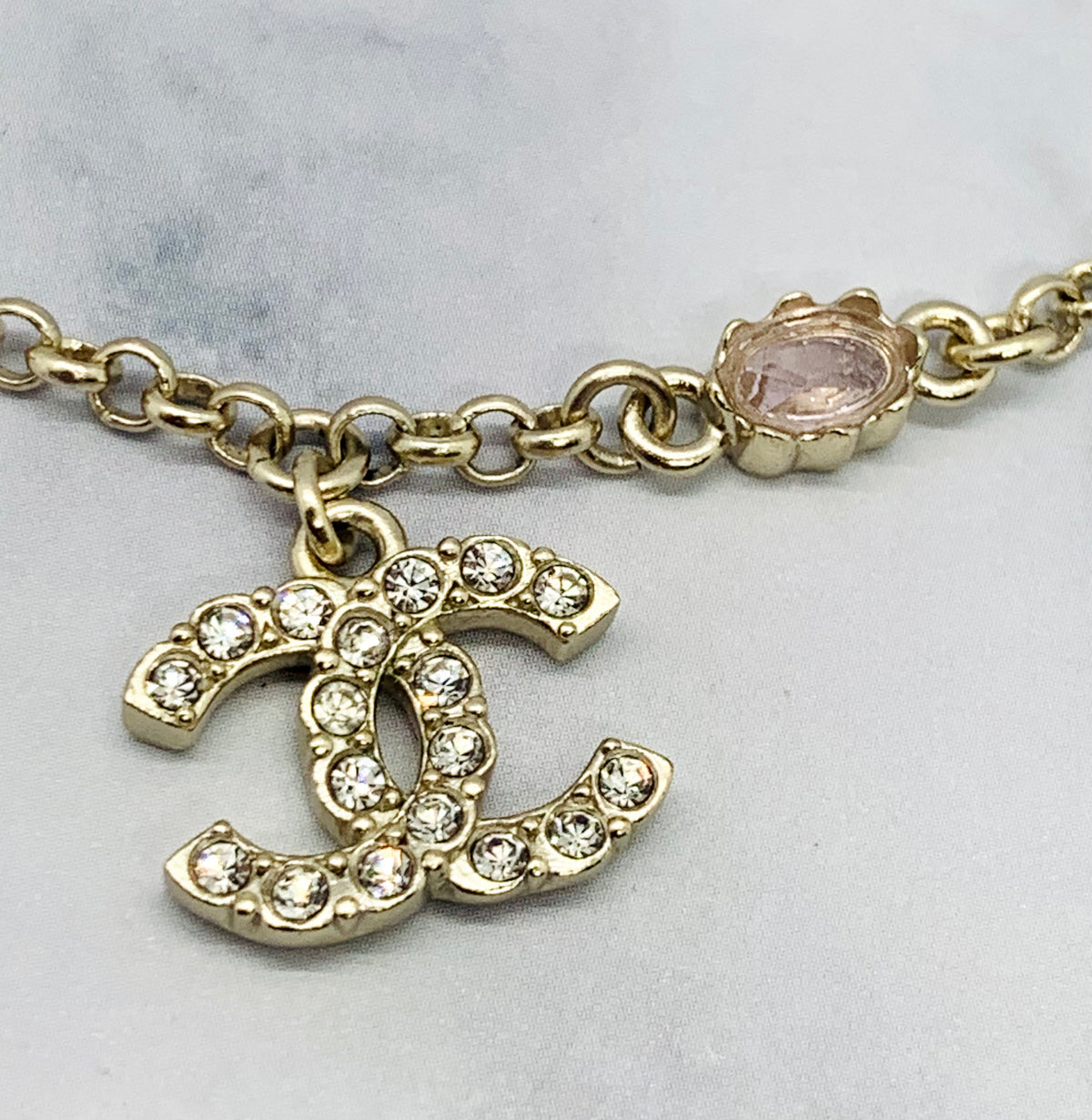 CHANEL CC Rhinestone Charm Bracelet - Pre owned