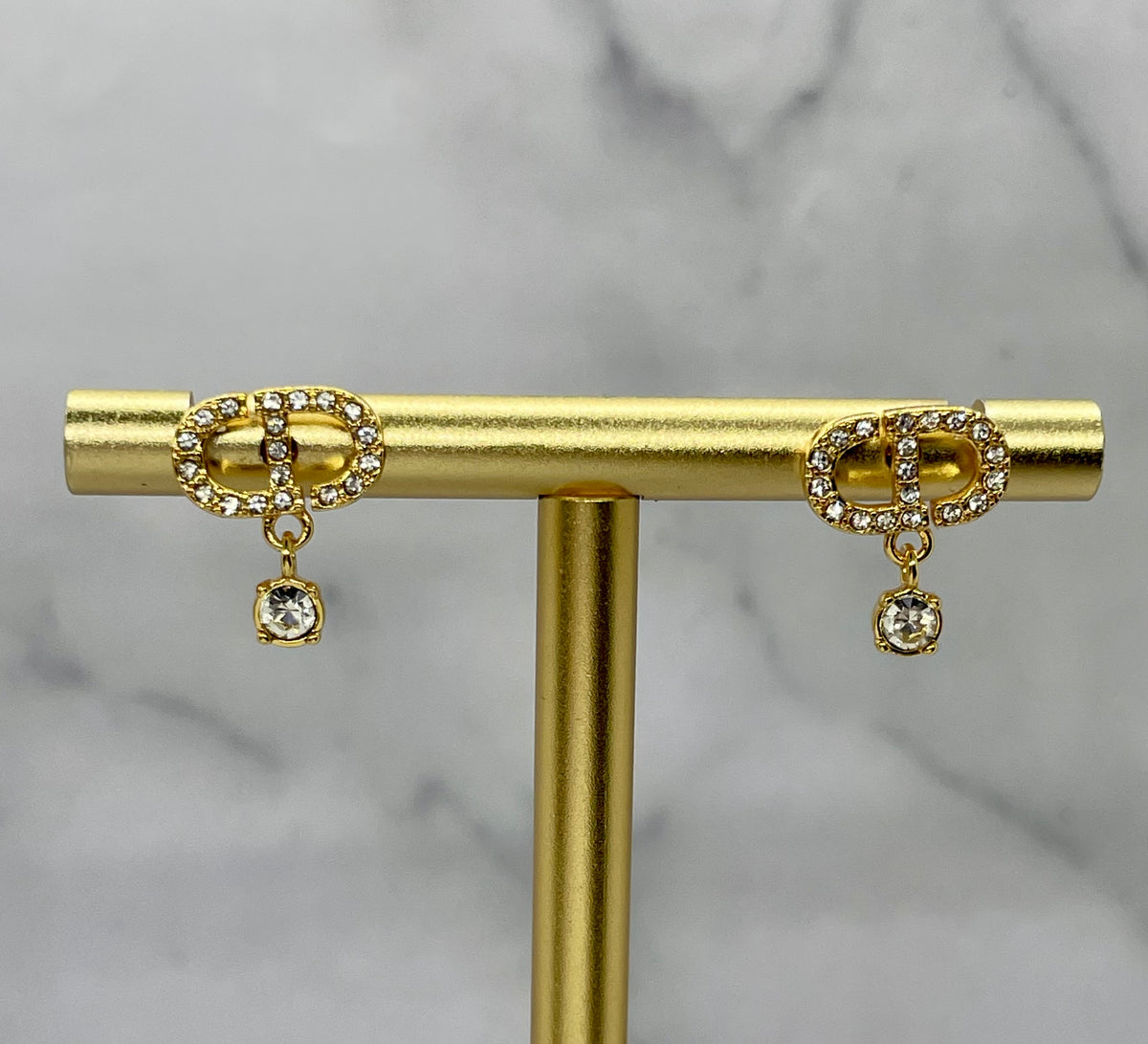 CHRISTIAN DIOR CD Rhinestone Earrings - Pre owned