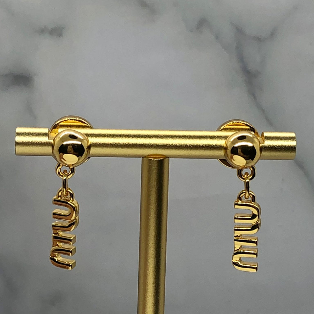 MIU MIU Gold Tone Pendant Earrings - Pre owned