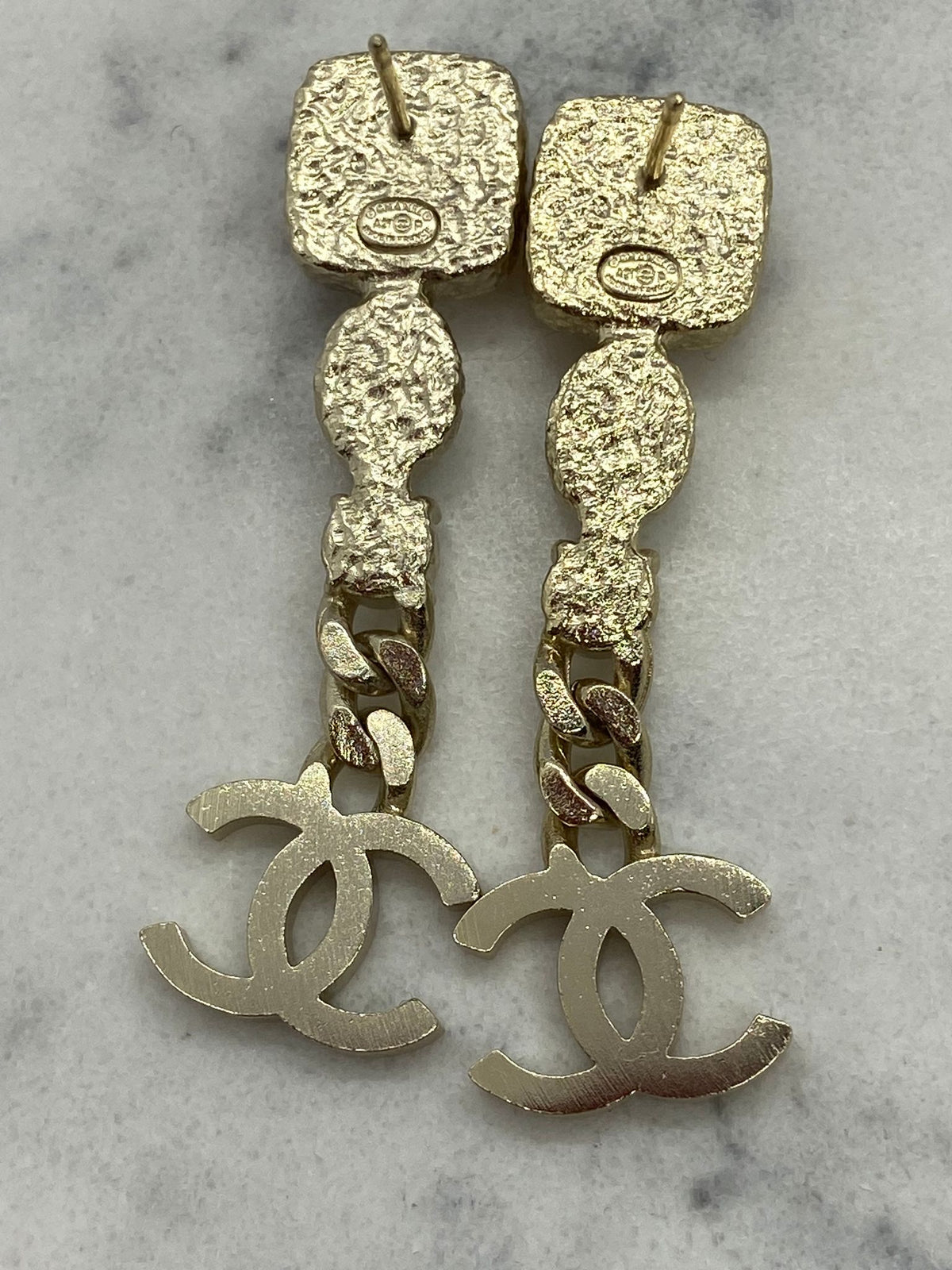 CHANEL CC Pendant Rhinestone Earrings - Pre owned
