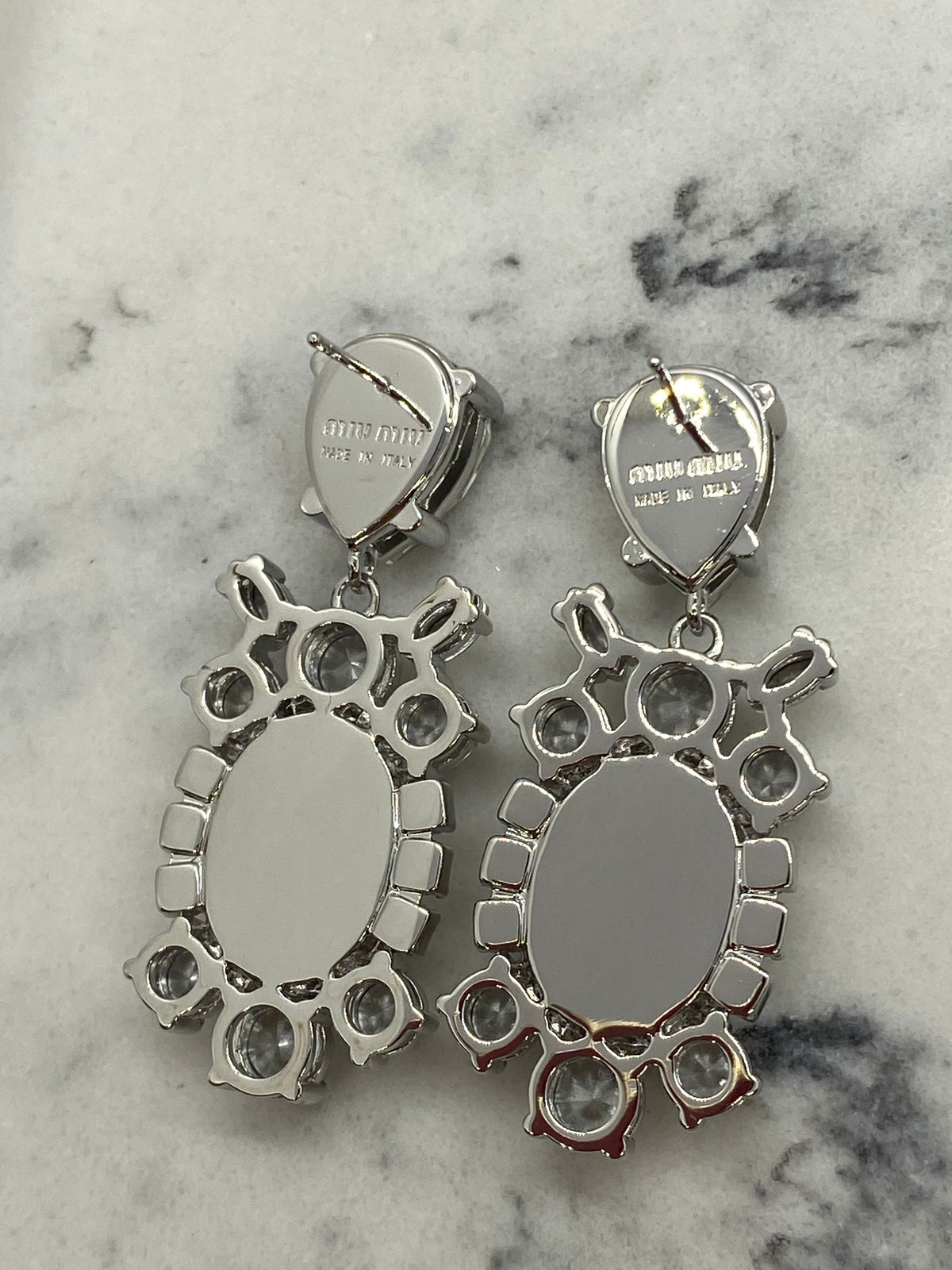 MIU MIU Rhinestone Chandelier Pendant Earrings - Pre owned