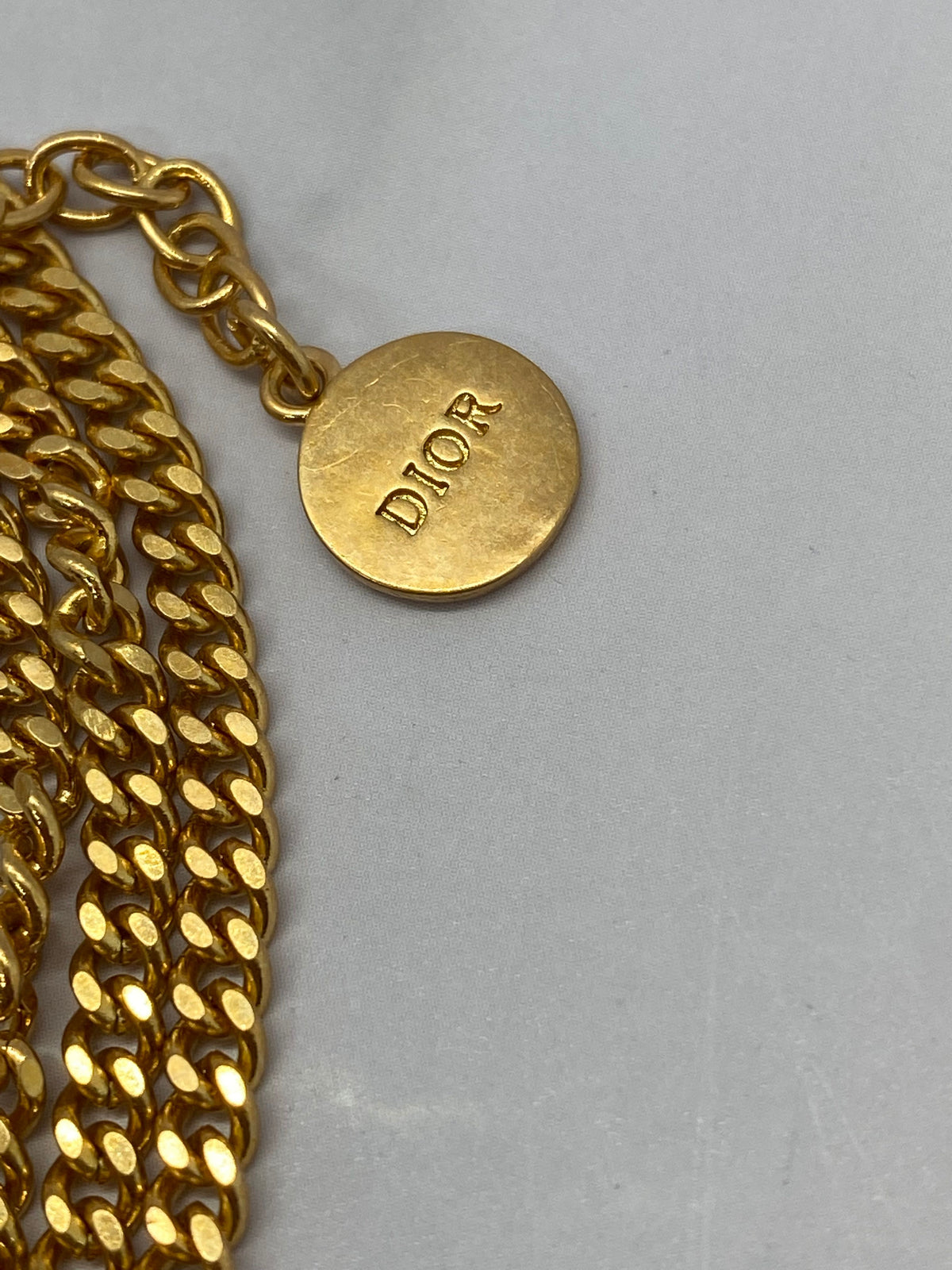 CHRISTIAN DIOR CD Brass Tone Multichain Necklace - Pre owned