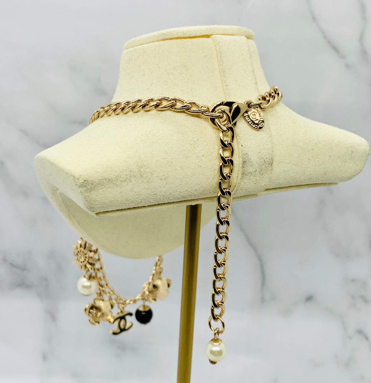 CHANEL CC 2010 Camelia Charm Necklace - USED
