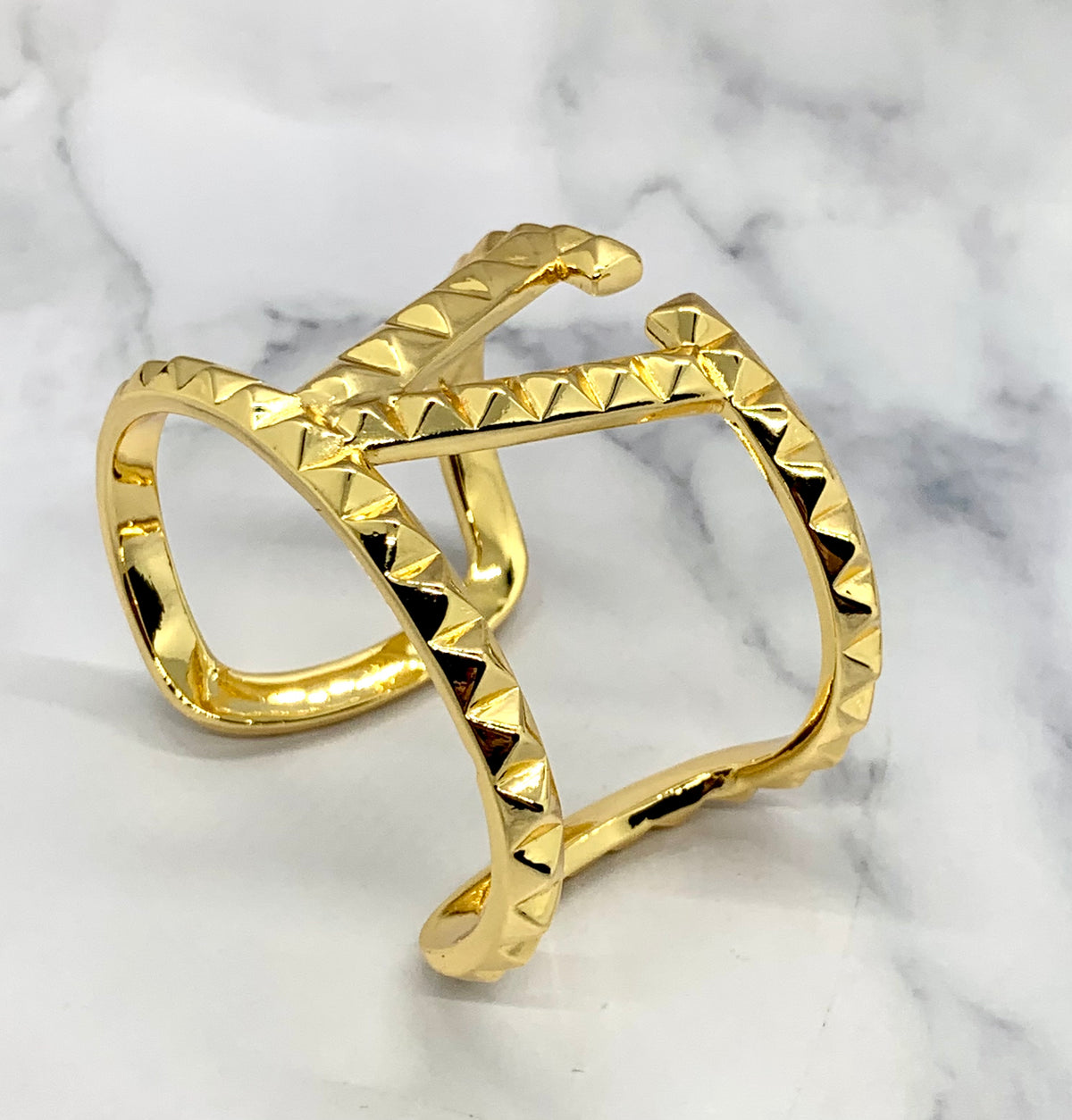 VALENTINO V Gold Rockstud Cuff Bracelet - Pre owned