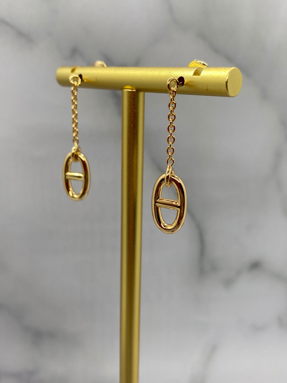 HERMES Gold Tone Pendant Earrings - Pre owned