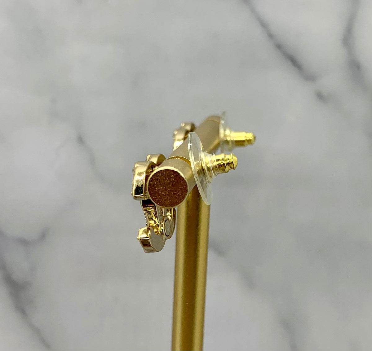 CHANEL CC Gold Tone Rhinestone Earrings - Pre owned