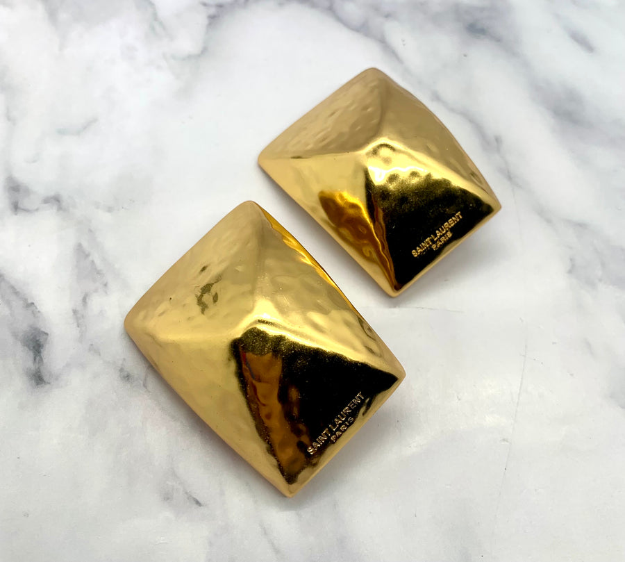 YSL YVES SAINT LAURENT Gold Tone Earrings - Pre owned